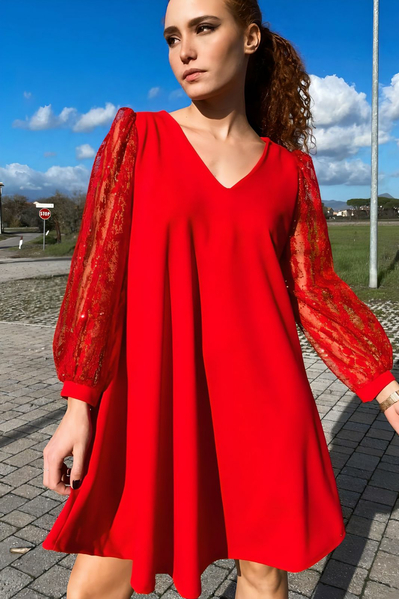 Oversized φορεμα 'Camelia' - Κοκκινο